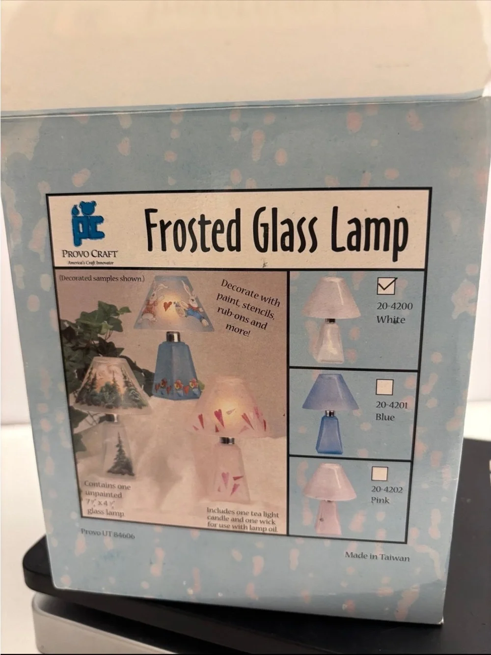 New with box PROVO CRAFT Frosted Glass Lamp Kit - Unpainted
